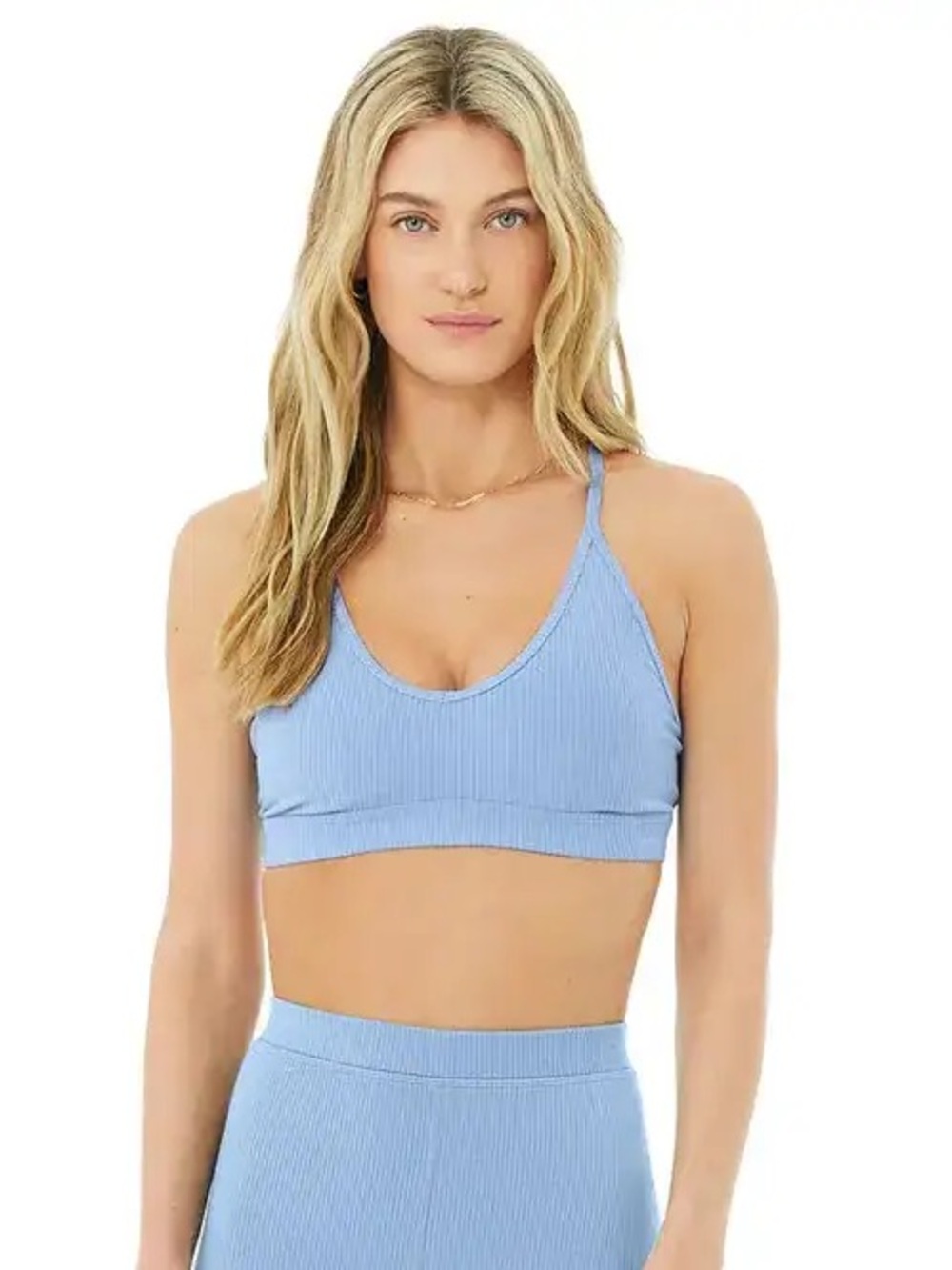 Alo Blue Ribbed Bra